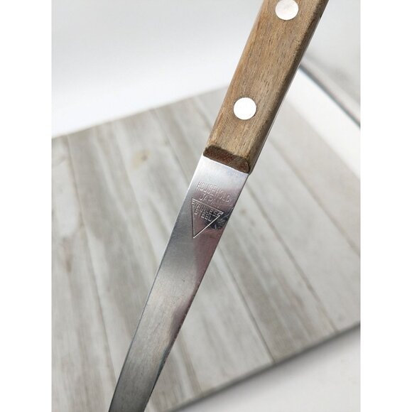 Household Slotted Serving Spoon Stainless Steel Wood Handle Japan Vintage 12 1/2 - Picture 7 of 8